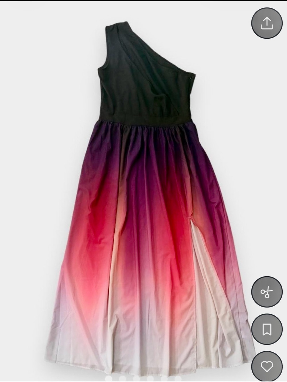 SHEIN One-Shoulder Ombre Maxi Dress - Black, Purple, Pink, Cream
